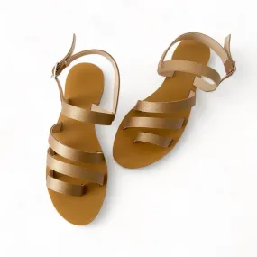 LOUISE Gold Strappy Flat Sandals