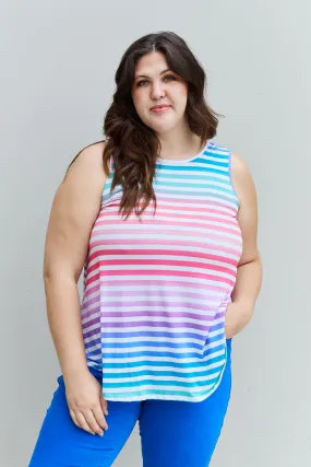 Love Yourself Multicolored Striped Sleeveless Round Neck Top