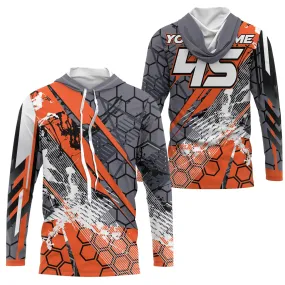 Maillot Cross Personnalisé Gris Orange, Cadeau Pilote Moto Cross, Courses Tout-Terrain Extreme - MZ04012301