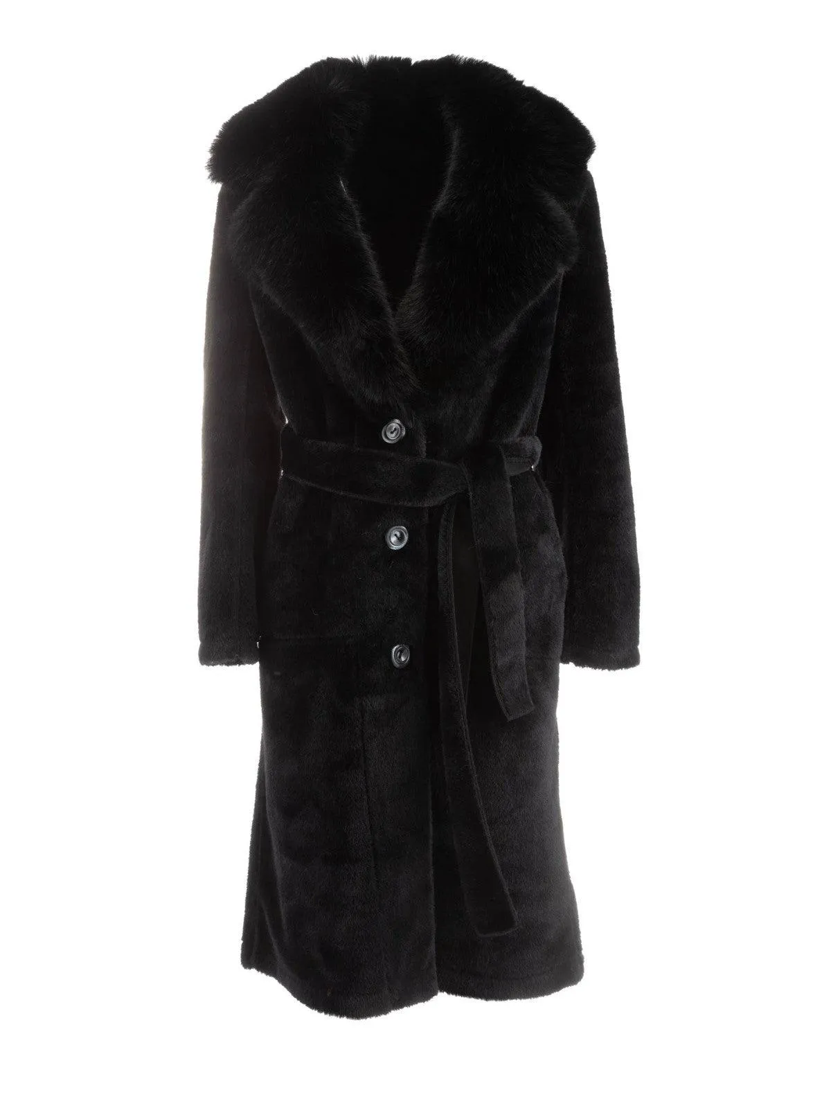 Manuela Belted Long Coat in Black