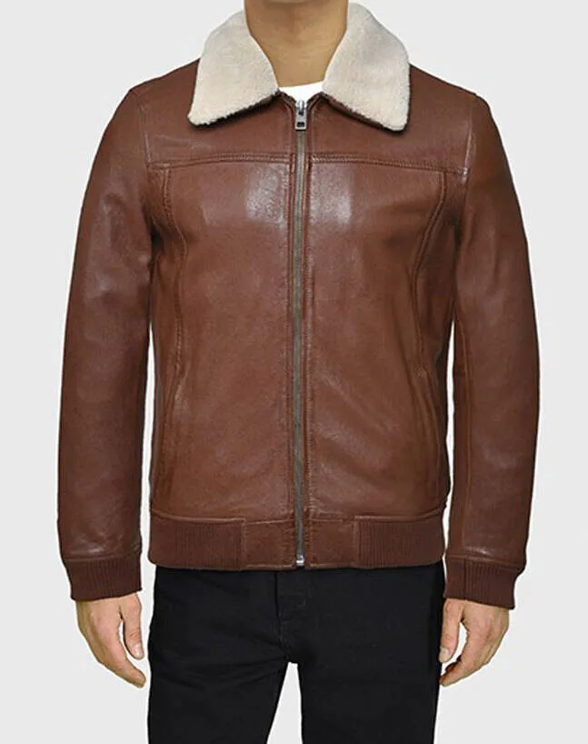 Men's aviator style port leather jacket 64383