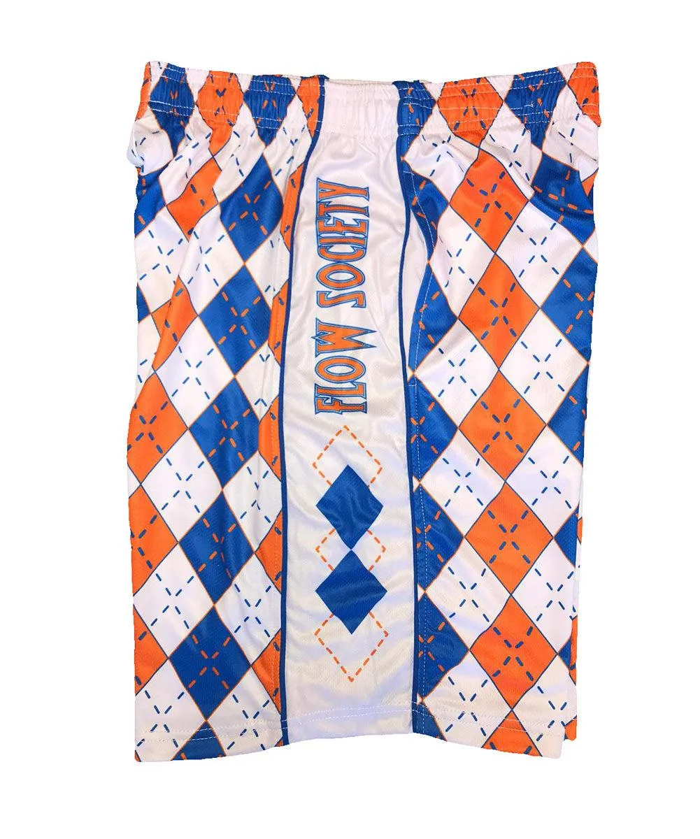 Mens Orange & Blue Argyle Shorts