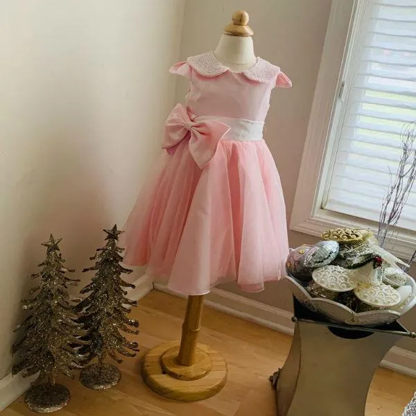 Mini Princess Pearl And Blush Rose Dress - Priority Shipping