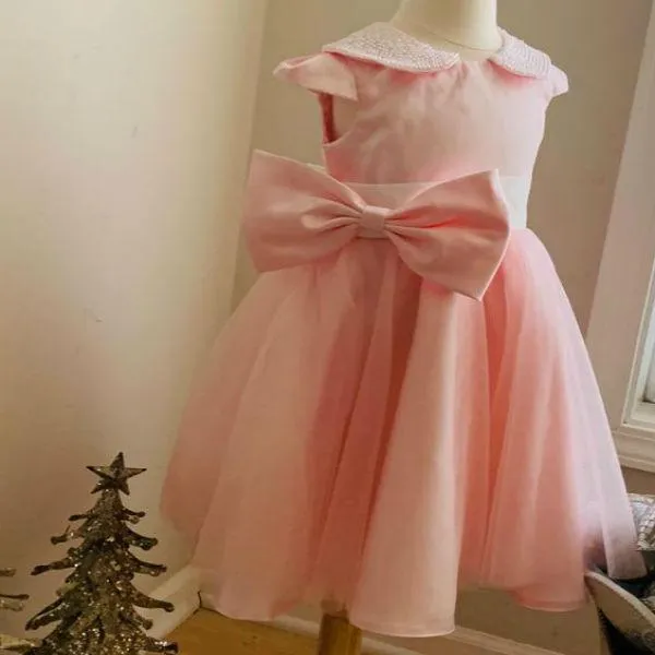 Mini Princess Pearl And Blush Rose Dress - Priority Shipping