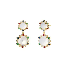 Mogul Hex Multi Color Double Drop Earrings