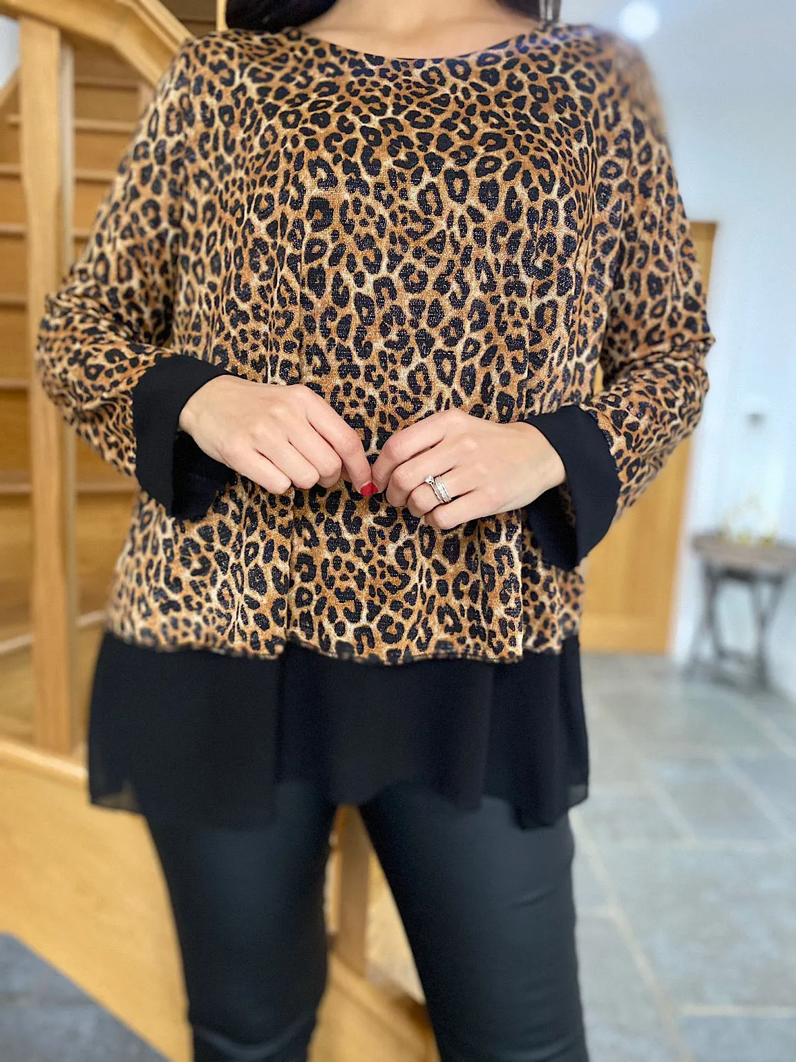 Natural Leopard Back Detail Blouse Jackie