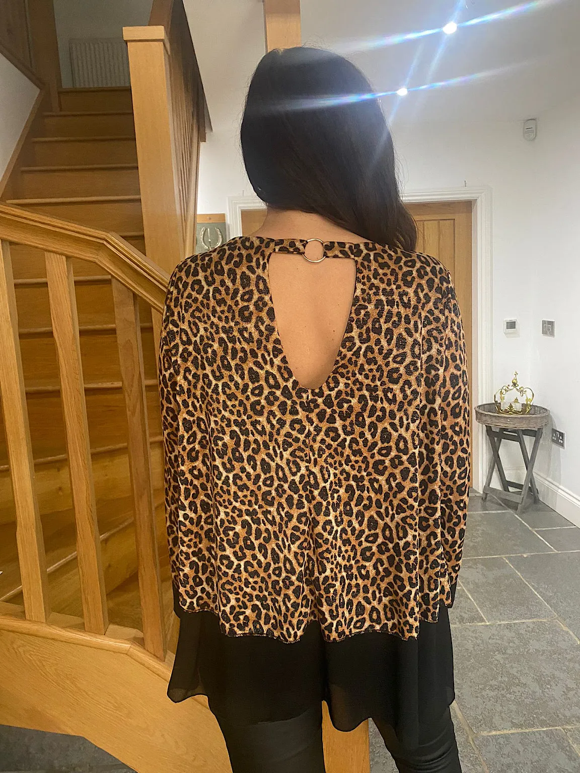 Natural Leopard Back Detail Blouse Jackie