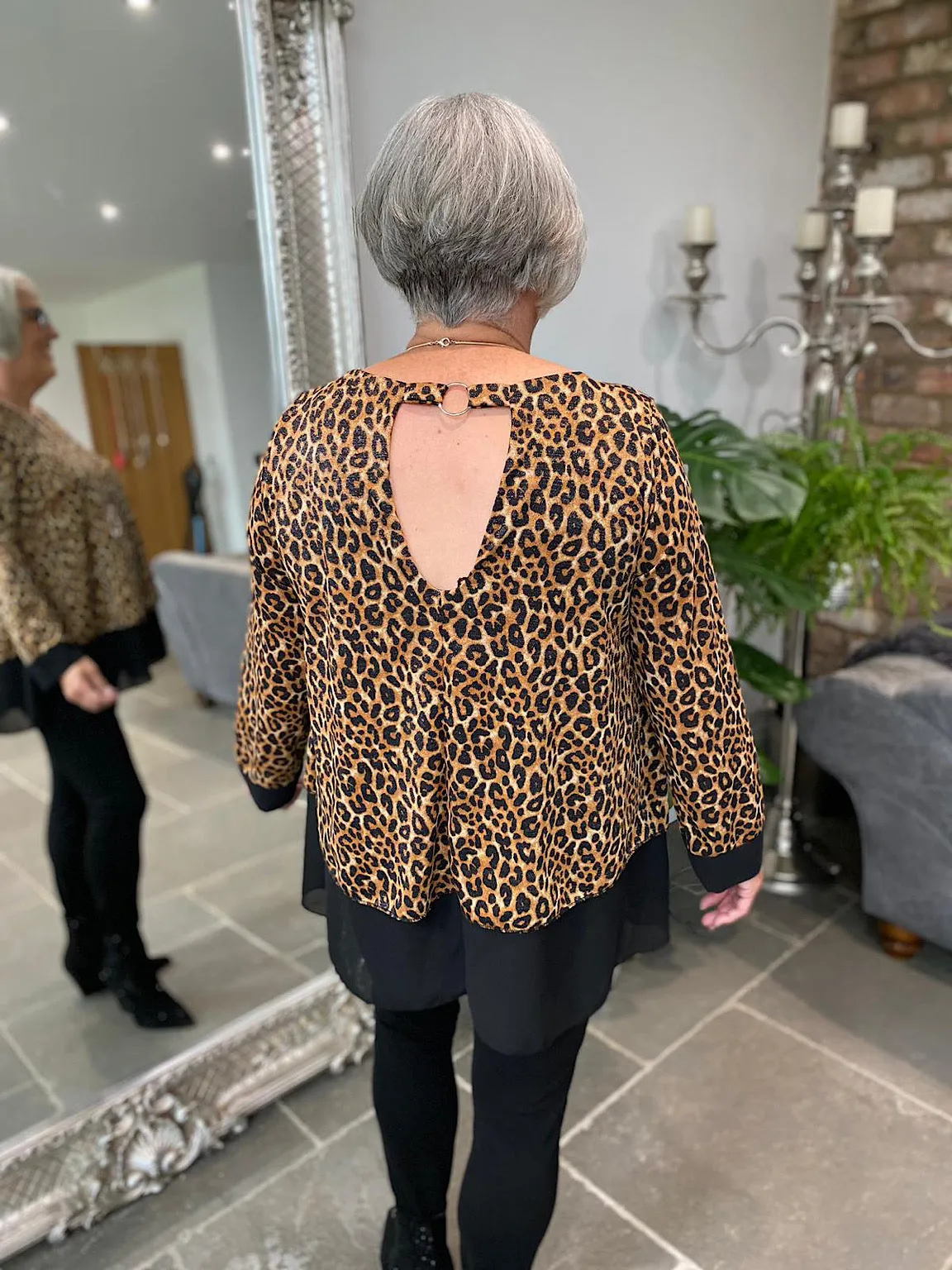 Natural Leopard Back Detail Blouse Jackie