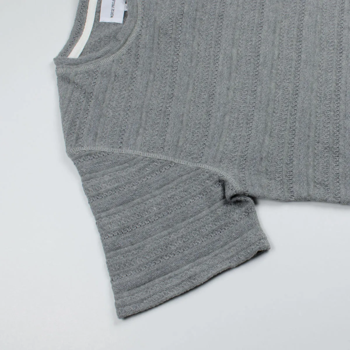 Norse Projects - Niels Textured Stripe T-shirt - Mouse Grey Mélangé