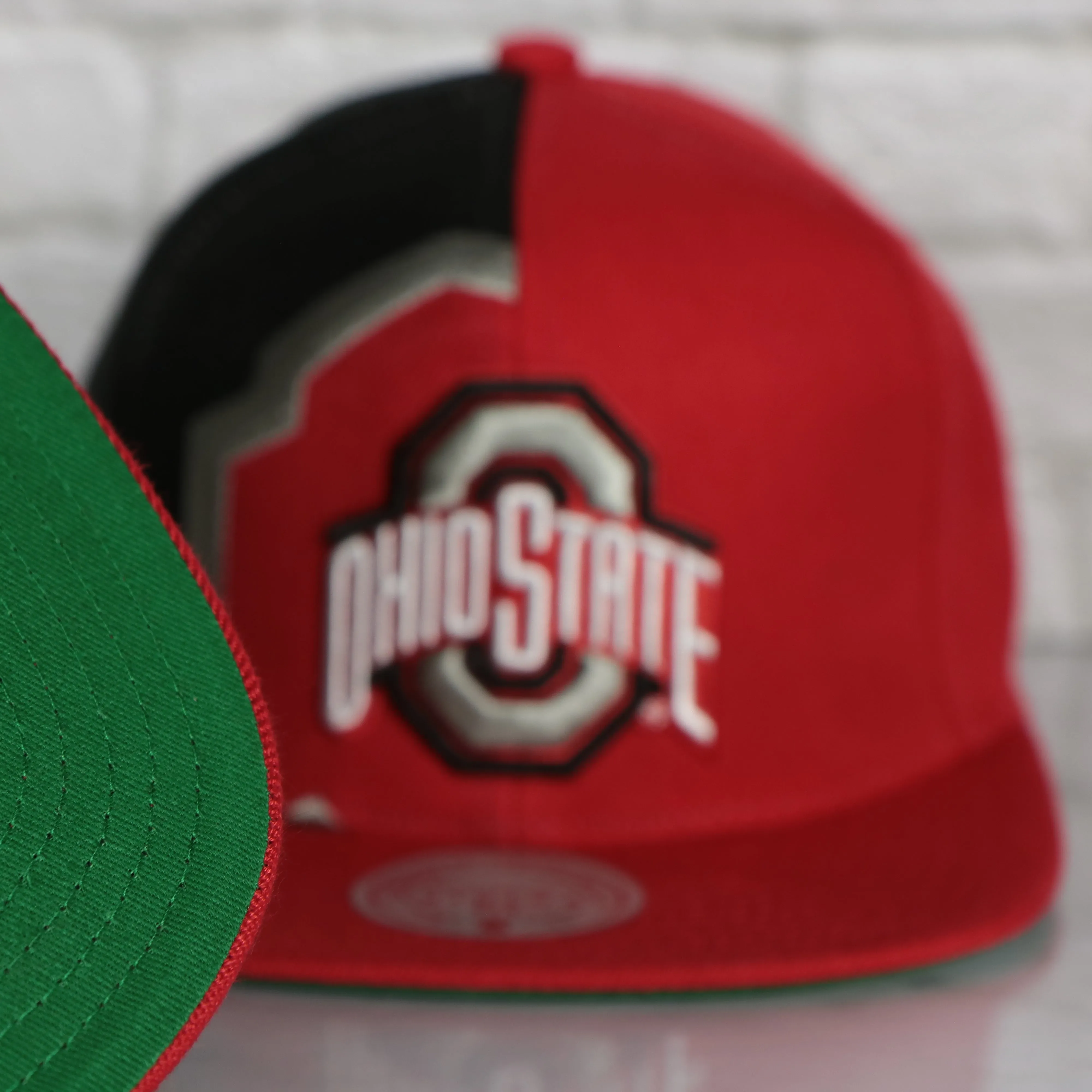 Ohio State Buckeyes Retroline Logo Outline Vintage Snapback Hat | Mitchell and Ness Buckeyes Snap Cap