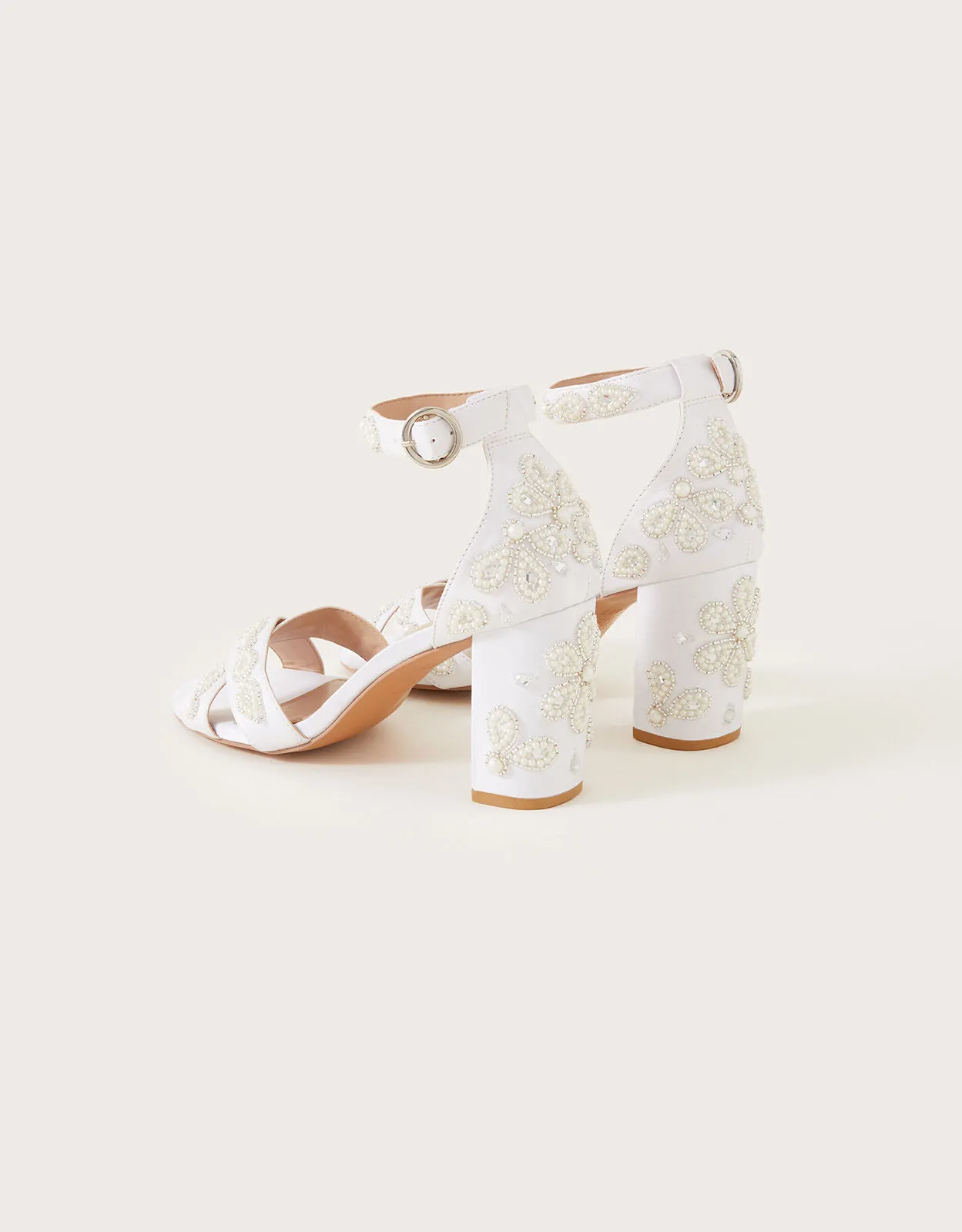 Paisley Embellished Bridal Heeled Sandals Ivory