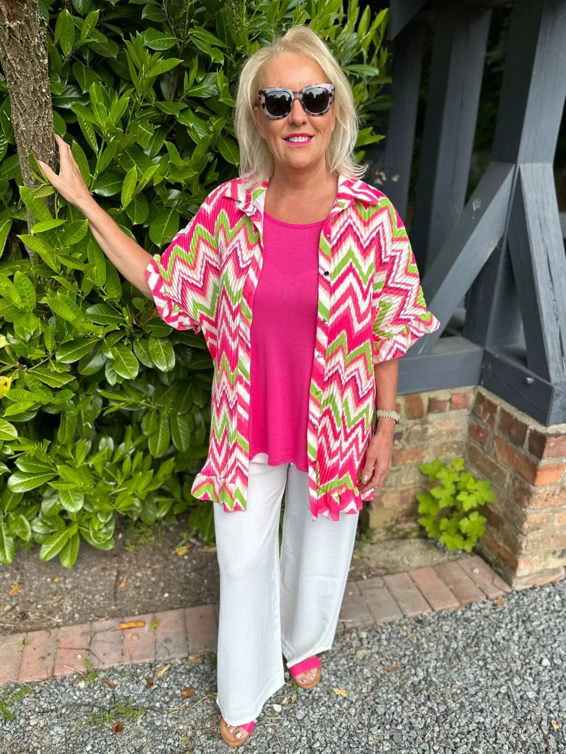 Patterned Pleated Frill Shirt Katie