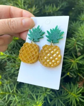 Pineapple Glitter Acrylic Earrings