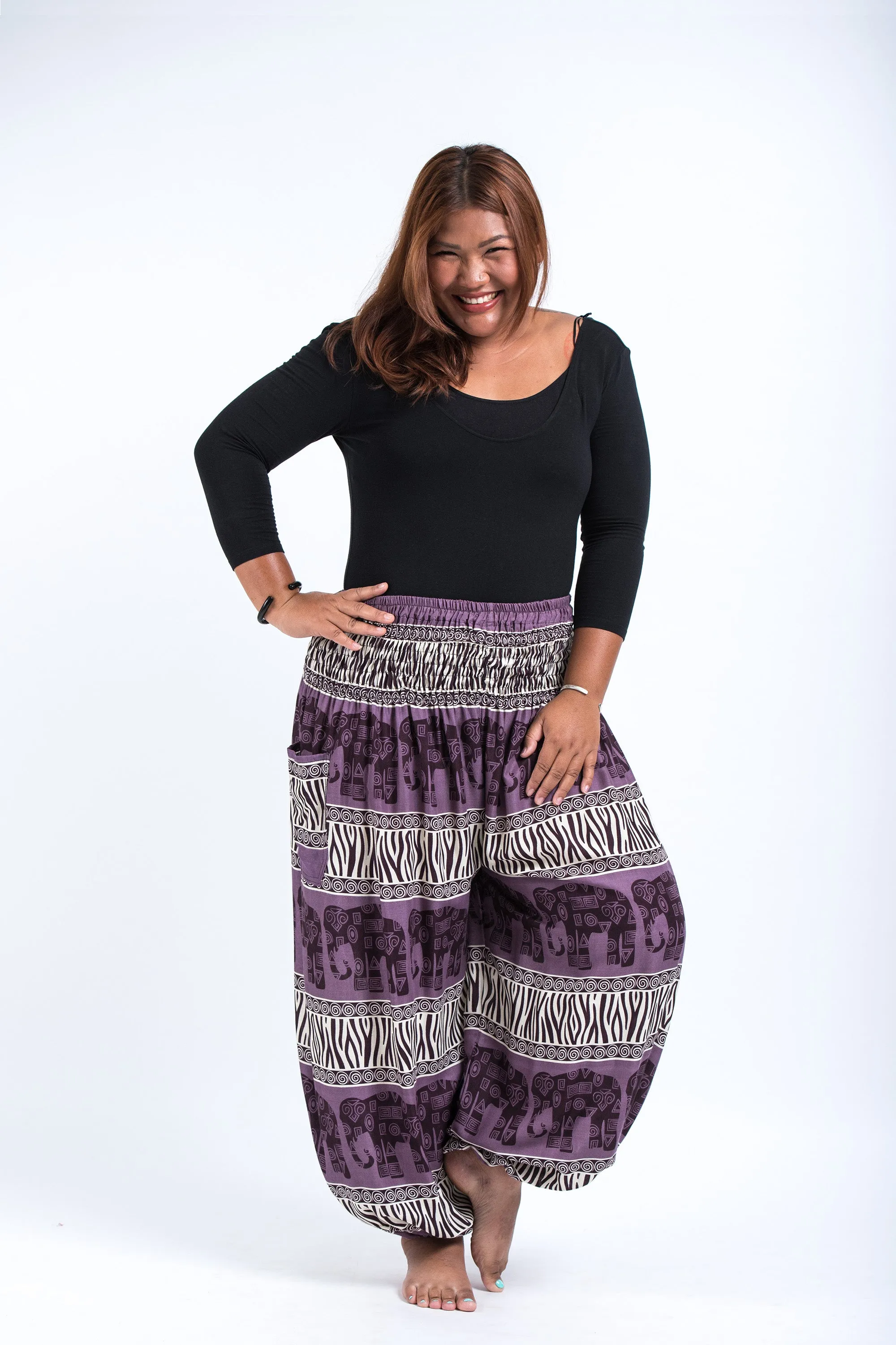 Plus Size Safari Elephant Women's Elephant Pants in Violet