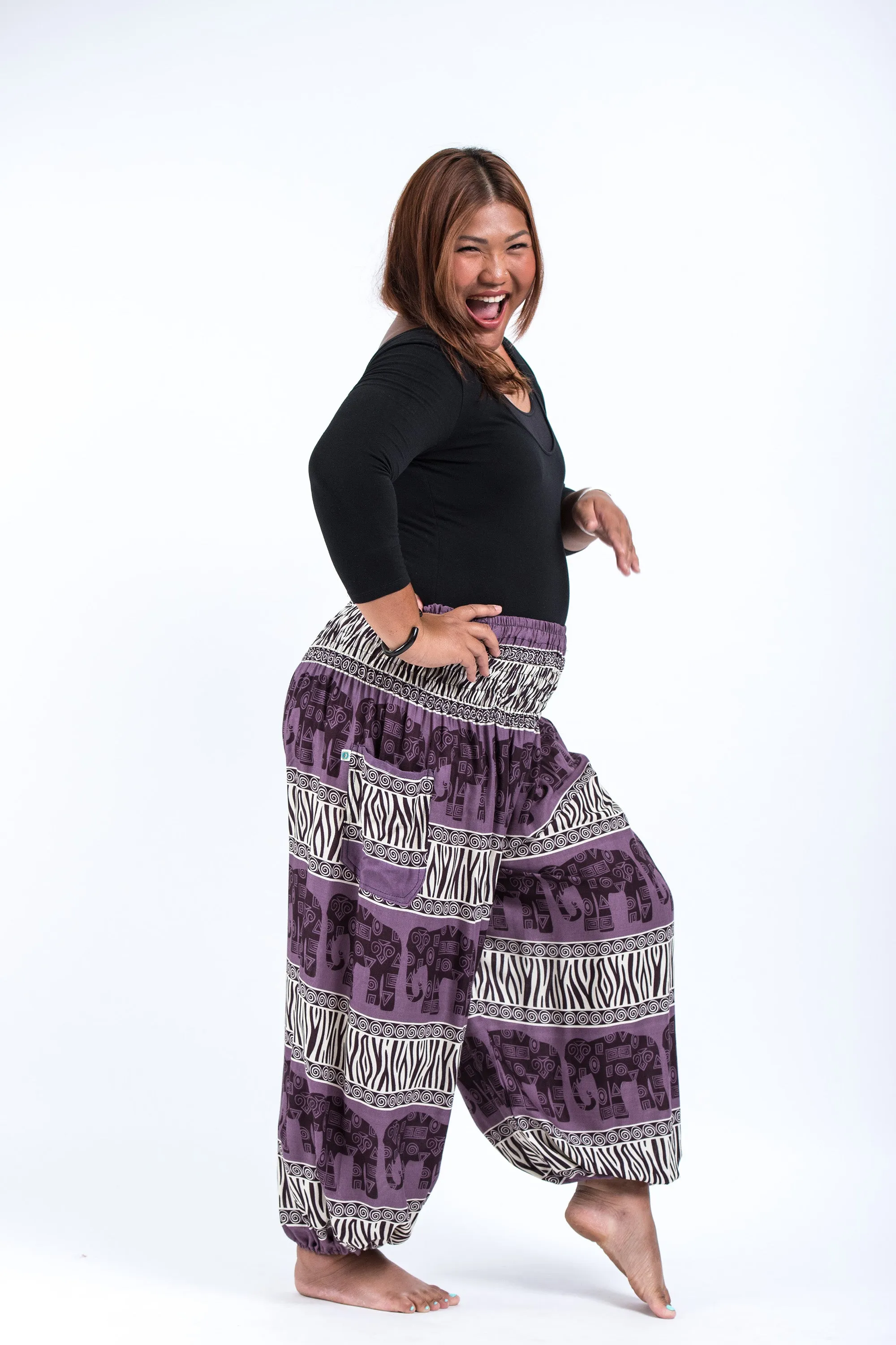 Plus Size Safari Elephant Women's Elephant Pants in Violet