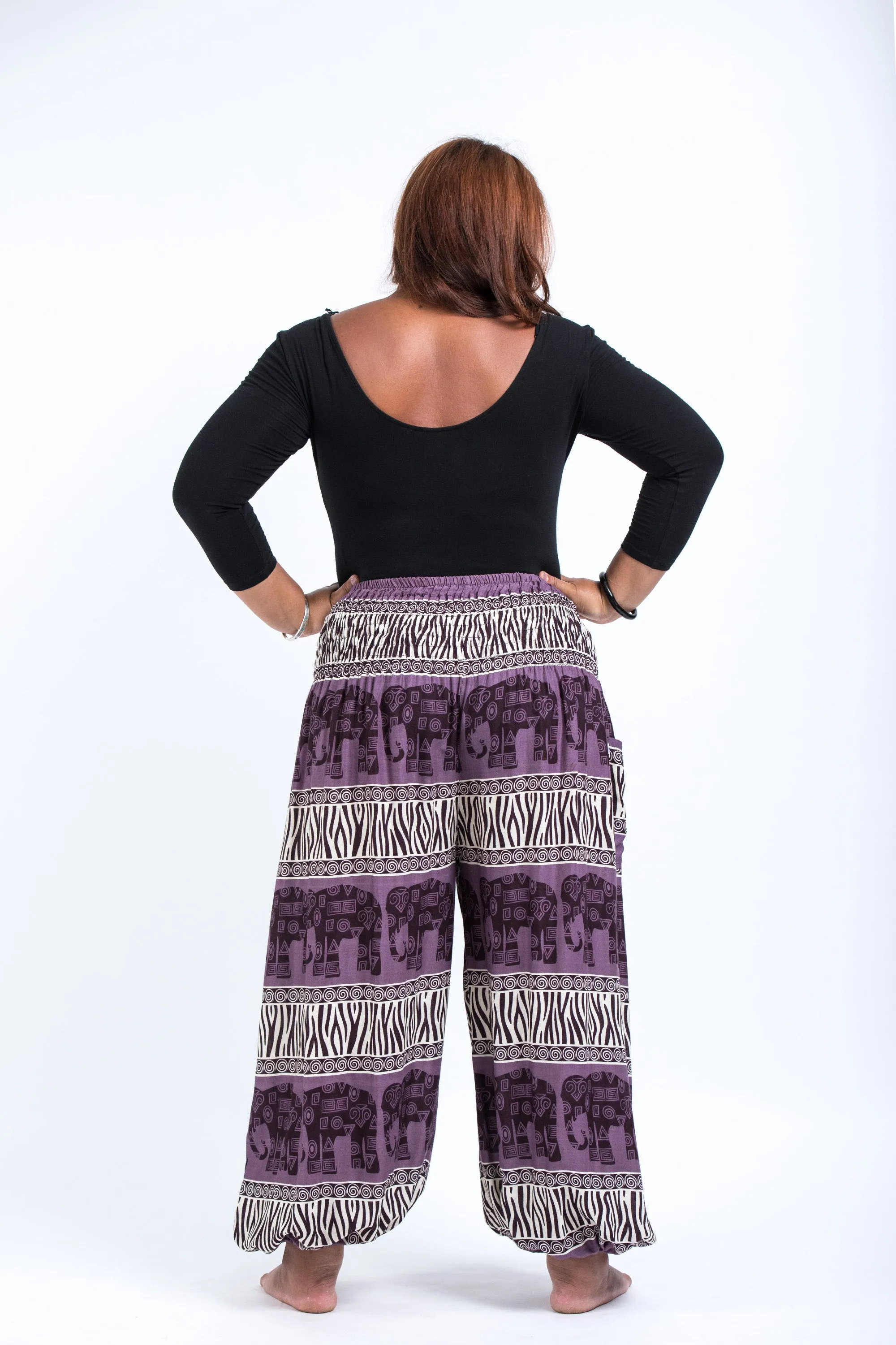 Plus Size Safari Elephant Women's Elephant Pants in Violet