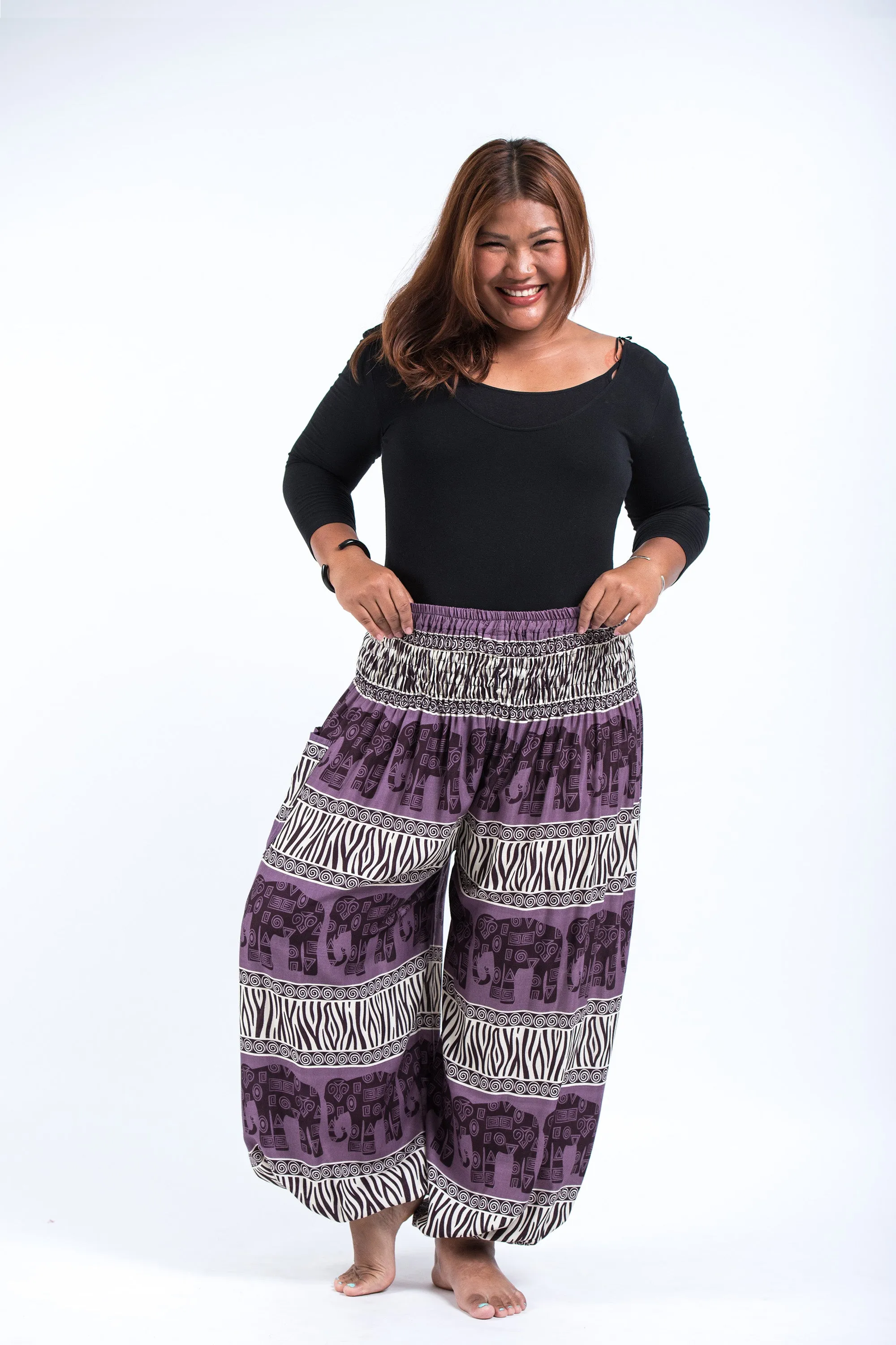 Plus Size Safari Elephant Women's Elephant Pants in Violet