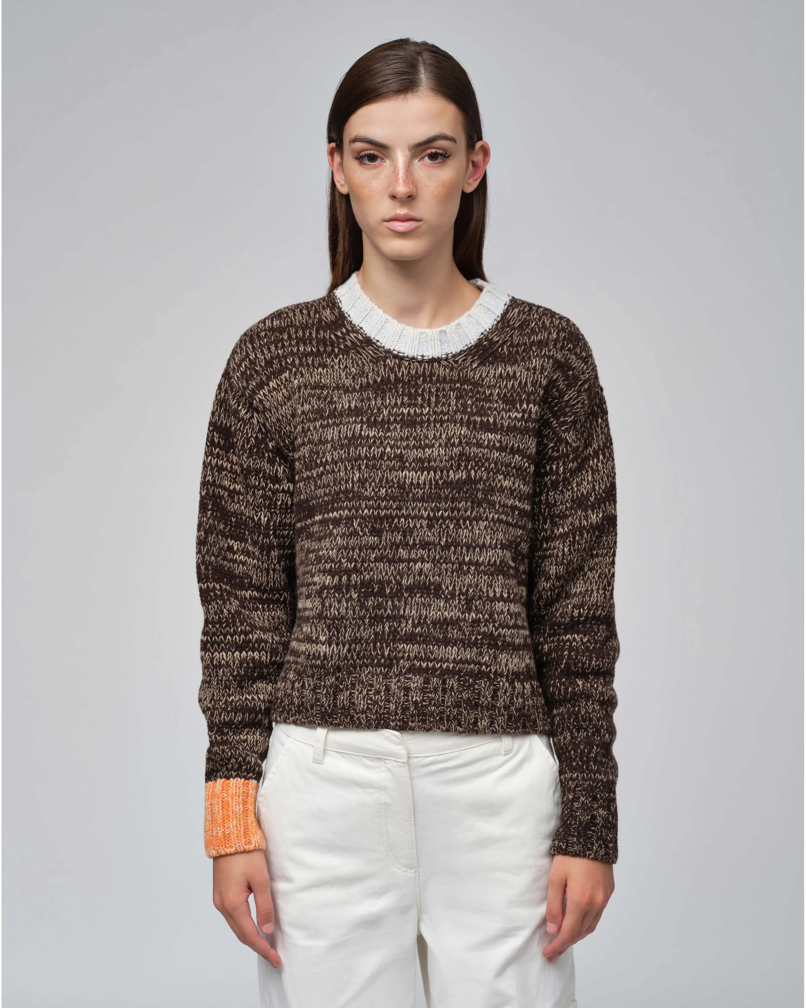  Relaxed Knit Sweater Brown - Beige 