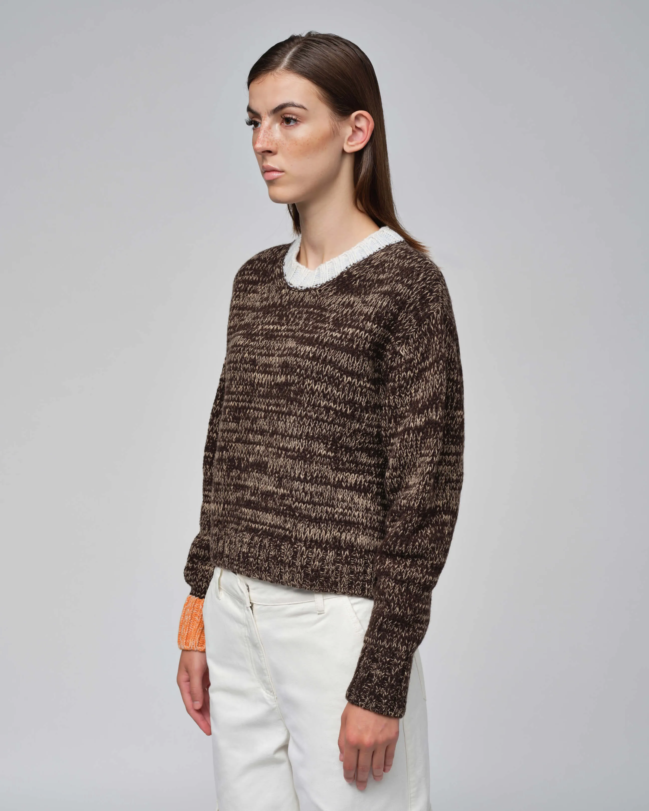  Relaxed Knit Sweater Brown - Beige 