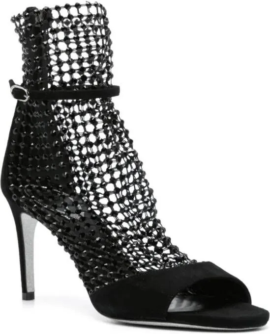 René Caovilla Galaxia 80mm crystal sandals Black