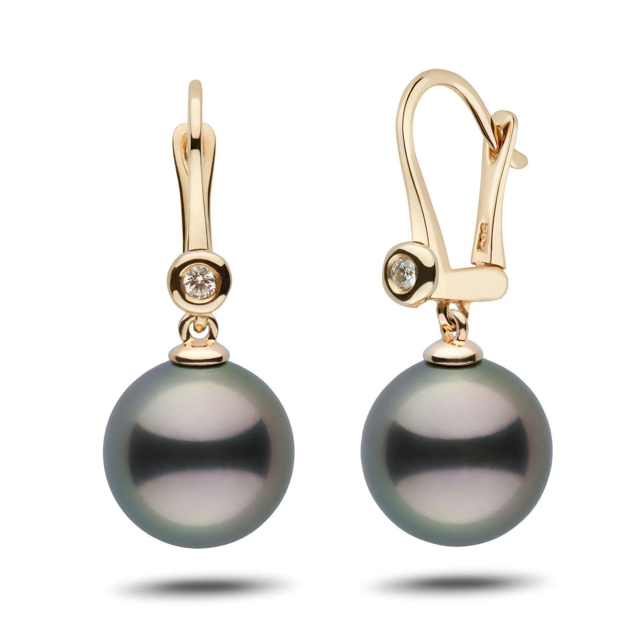 Romantic Collection Tahitian 12.0-13.0 mm Pearl & Diamond Dangle Earrings