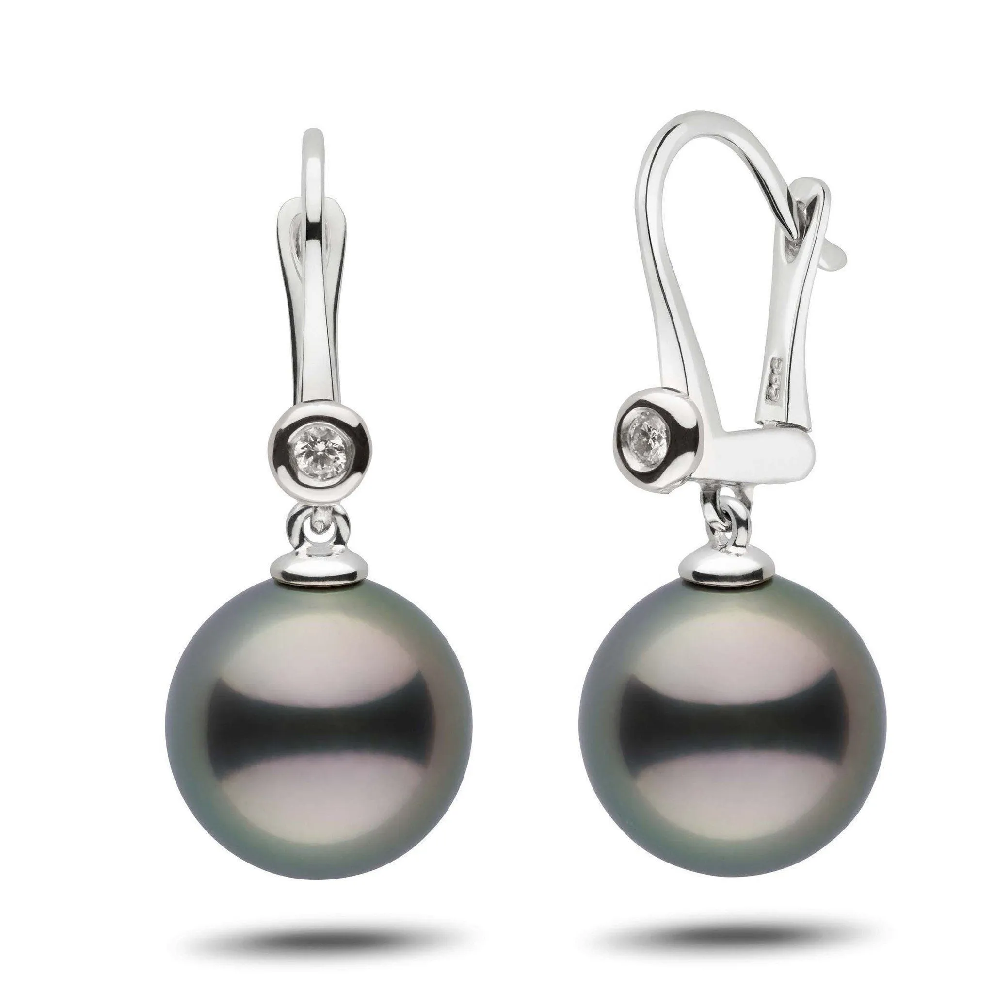 Romantic Collection Tahitian 12.0-13.0 mm Pearl & Diamond Dangle Earrings