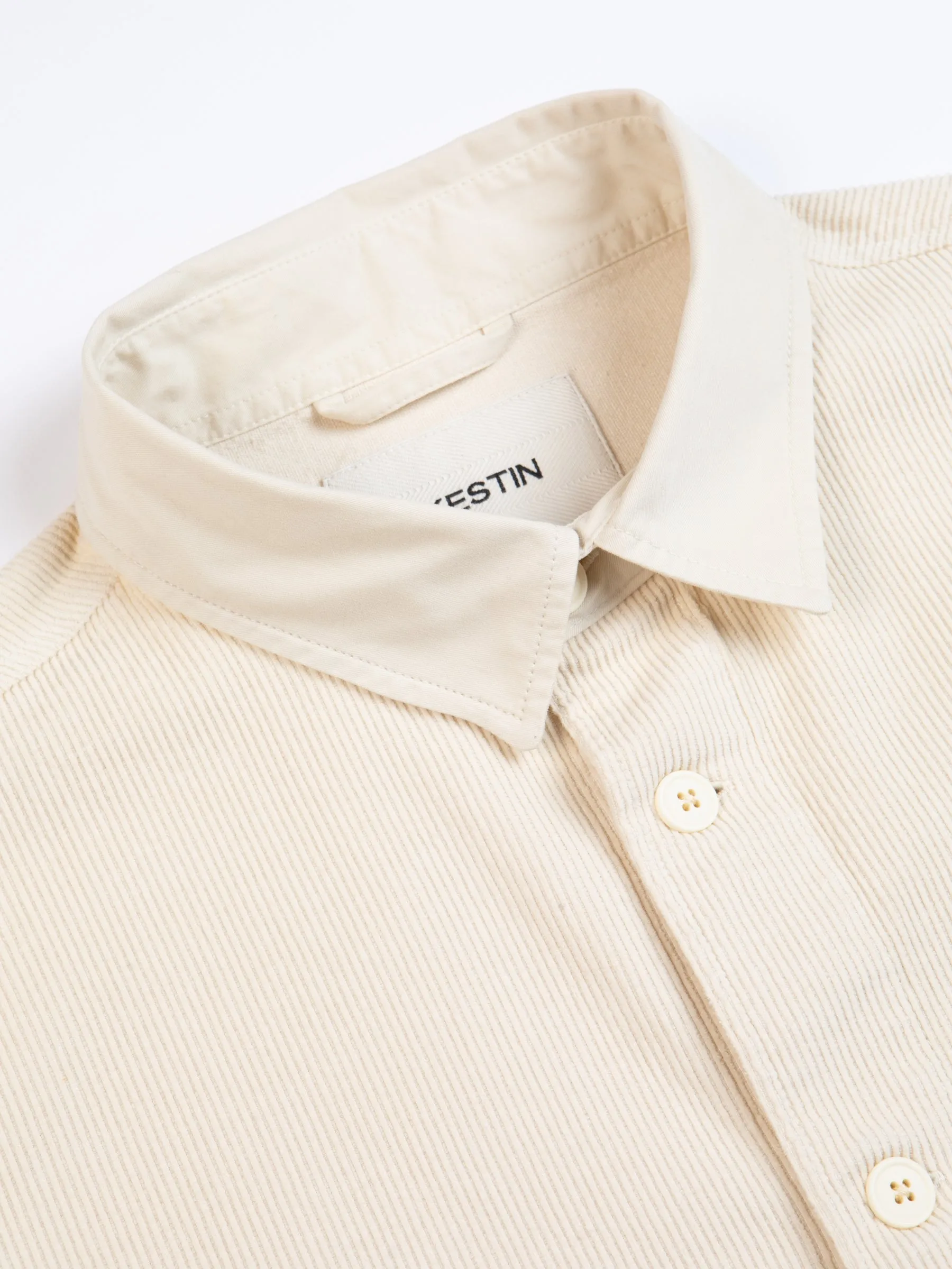 Rosyth Overshirt In Ecru Cord / Twill Blend