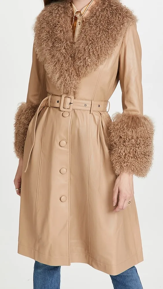 Saks Potts   Foxy Shearling Trench Coat 