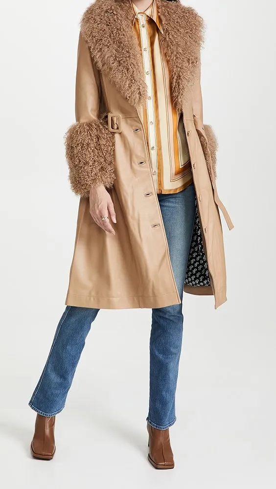 Saks Potts   Foxy Shearling Trench Coat 