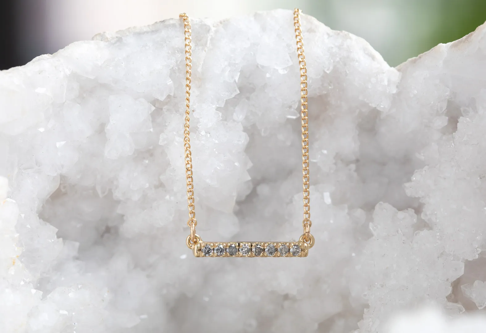 Salt and Pepper Diamond Bar Necklace