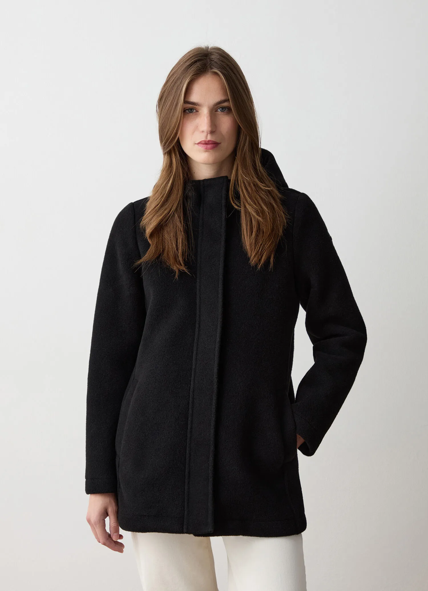 Short wool baize coat-