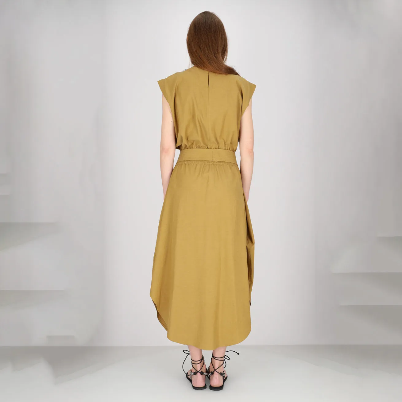 SLEEVELESS DRESS MUSTARD