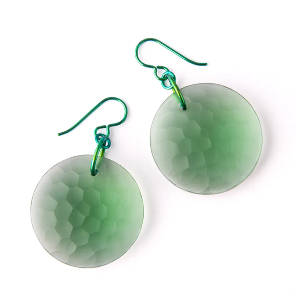 Solid Eclipse Martele Earrings - Forest Green