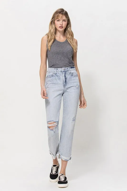 SUPER HIGH RELAXED CUFFED STRAIGHT JEAN