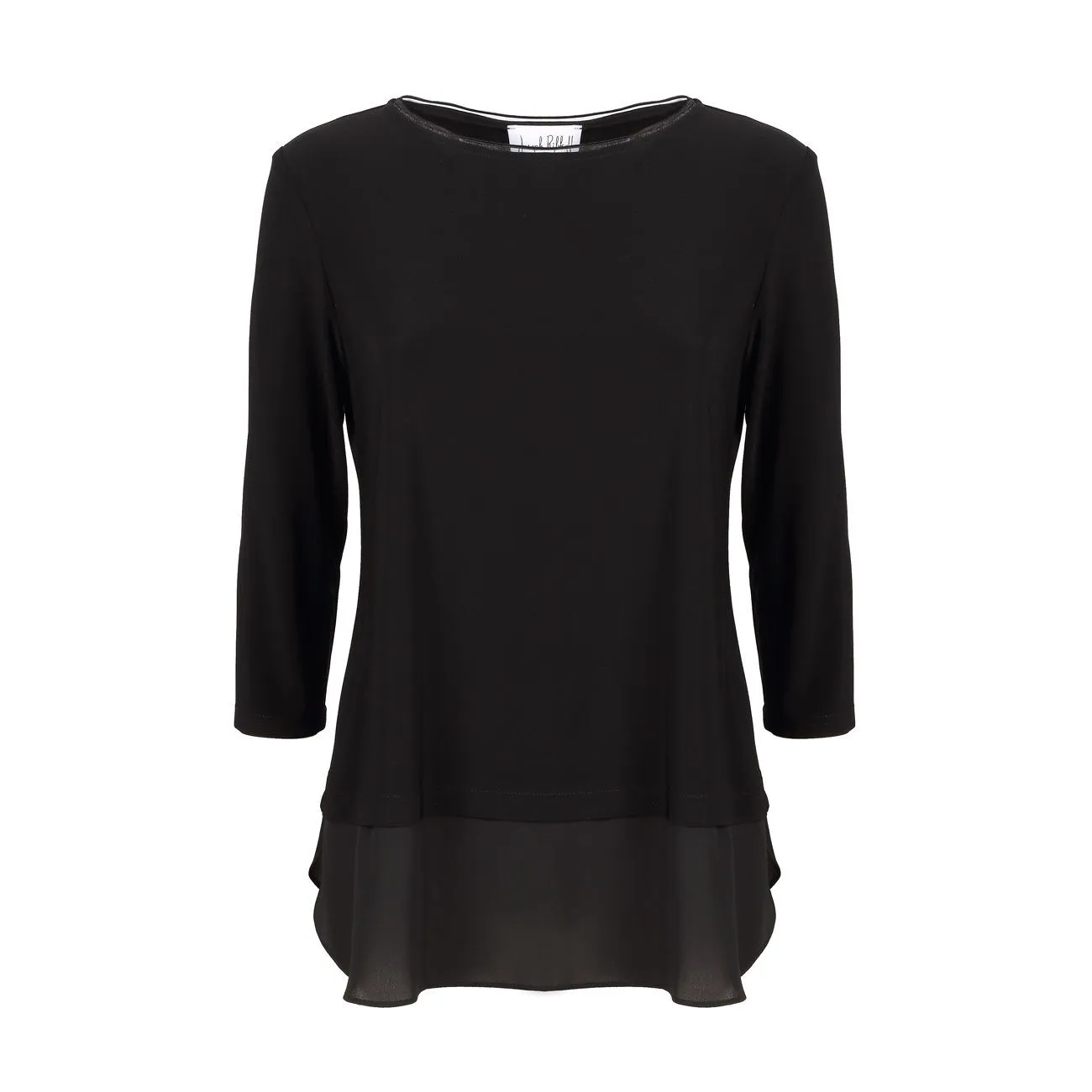 T-SHIRT MANICA LUNGA CON INSERTO IN SATIN Donna Black