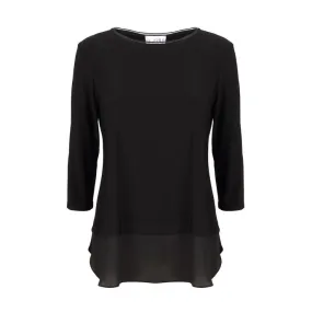 T-SHIRT MANICA LUNGA CON INSERTO IN SATIN Donna Black