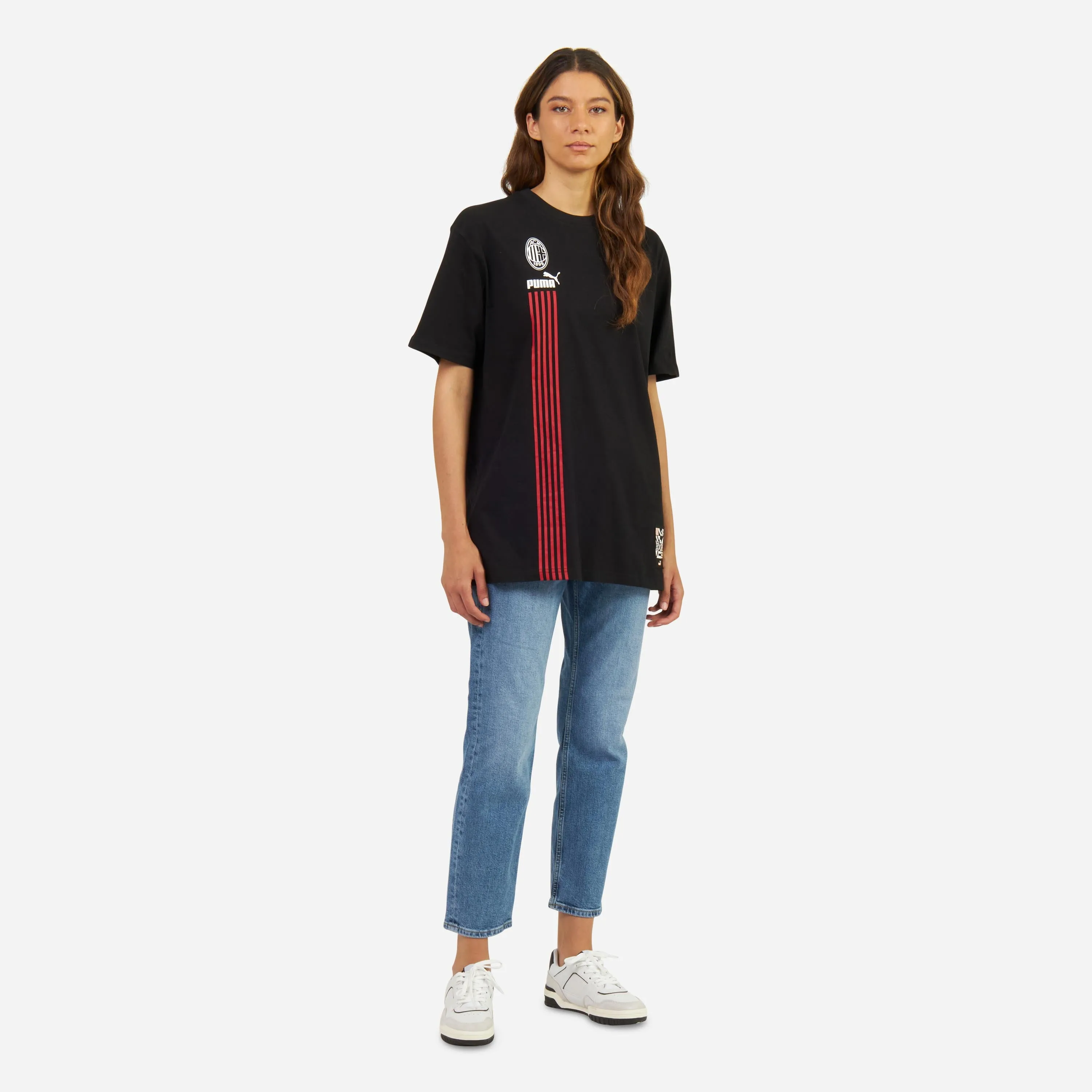 T-SHIRT MILAN DONNA CON STAMPE E SPACCHI LATERALI