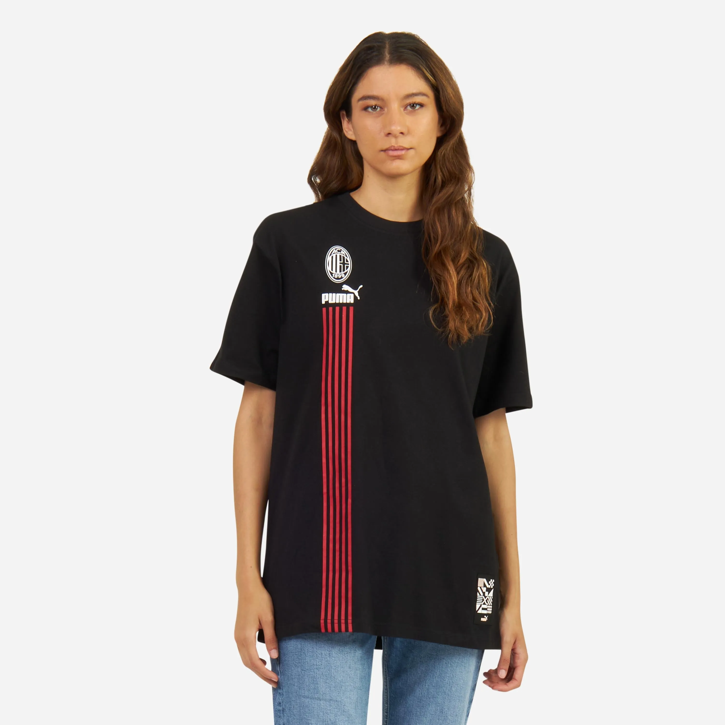 T-SHIRT MILAN DONNA CON STAMPE E SPACCHI LATERALI