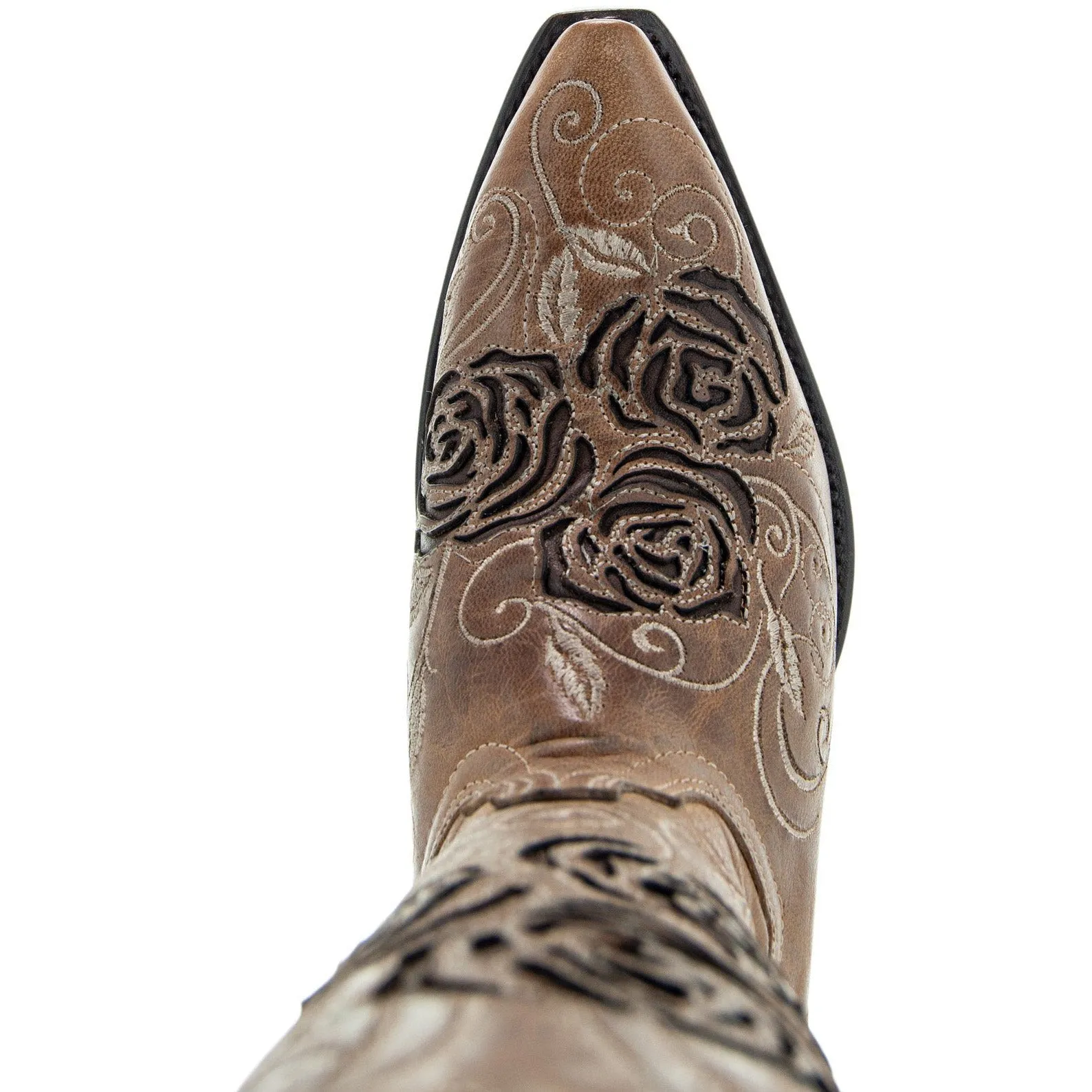 Tan Rose Inlayed Women's Cowgirl Boots (M50032)