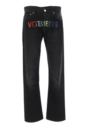 Vetements Logo Embellished Straight Leg Jeans