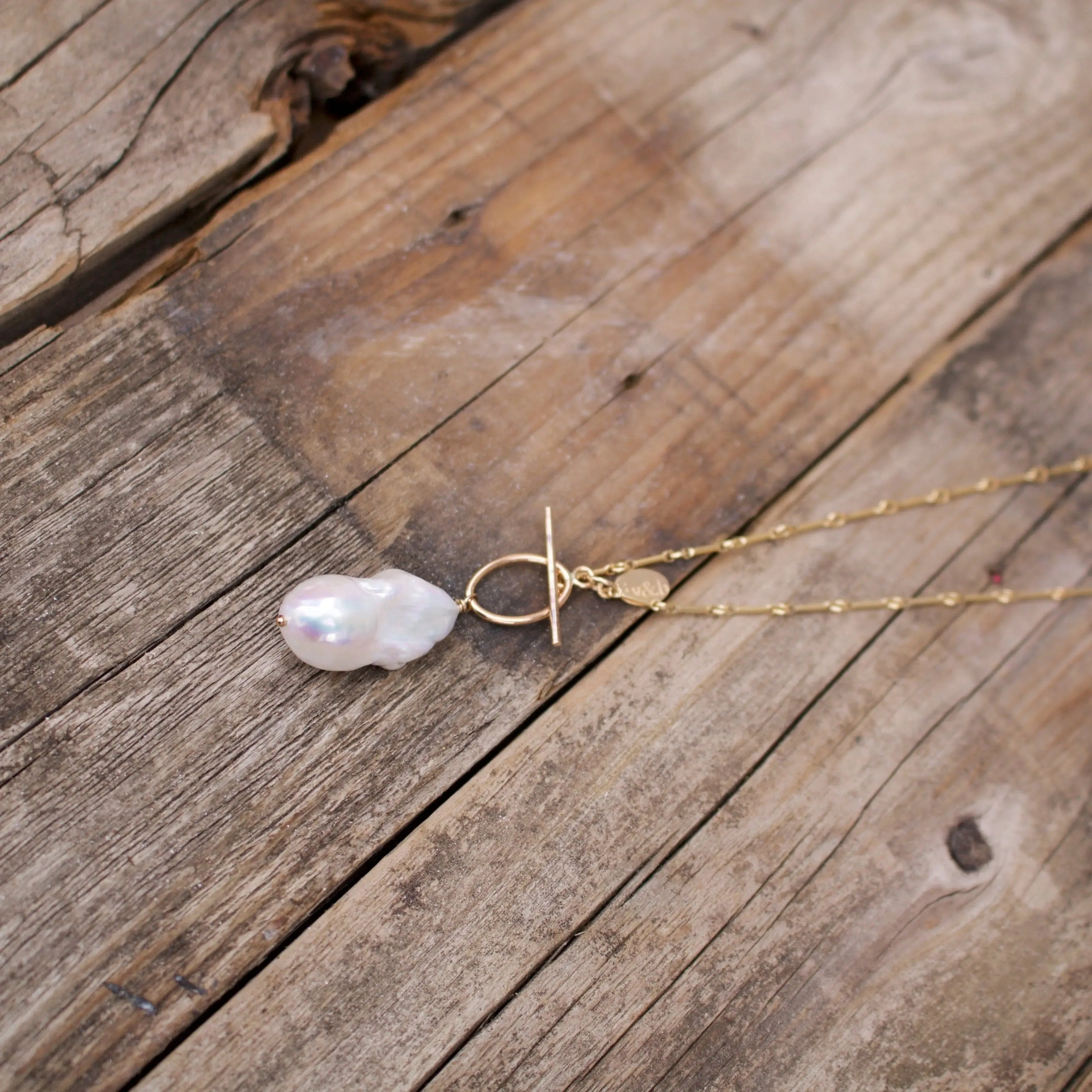 White Baroque Pearl Gold Fill Necklace