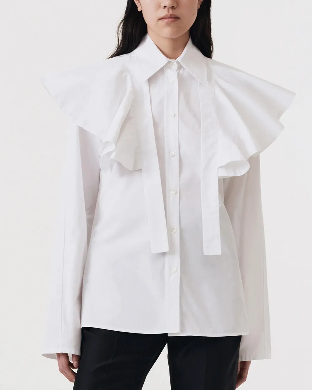 White Petal Shawl Blouse