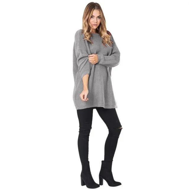 women's   Long knitted Sweaters Back V Neck Solid Casual Loose sweaters And Pollovers Sexy Pull Femme GS