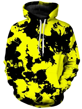 Yellow and Black Paint Splatter Unisex Hoodie